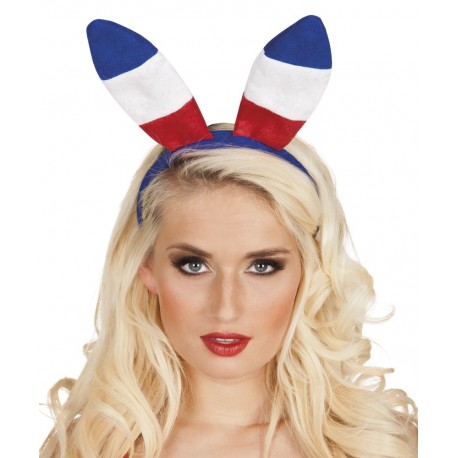 Oreilles de lapin bleu, blanc, rouge