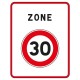 Début d'une zone limitée à 30 Km/h