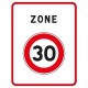 Début d'une zone limitée à 30 Km/h