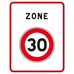 Début d'une zone limitée à 30 Km/h