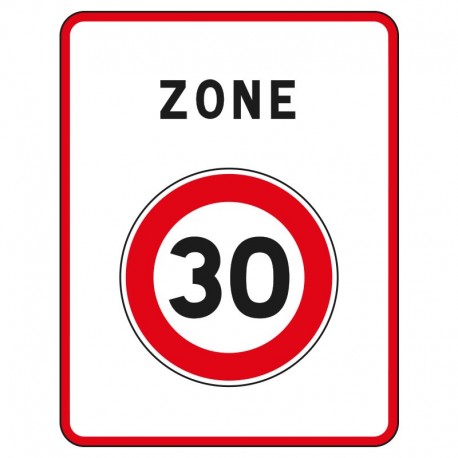 Début d'une zone limitée à 30 Km/h