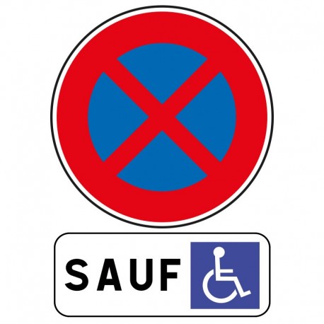 Stationnement ou arrêt interdit sauf pour personnes à mobilité réduite