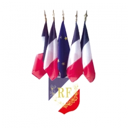 Ecusson tricolore palmes RF et 4 drapeaux France + 1 Europe