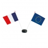 Drapeaux de table France Europe en plastique + socle