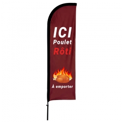 Drapeau poulet rôti marron - Beach flag voile + mât