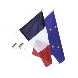 Kit 1 Drapeau France et 1 Europe anti-enroulement