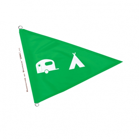 Drapeau camping caravaning flamme verte Unic