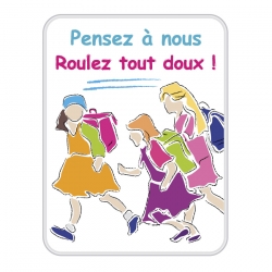 Panneau Pensez a nous Roulez tout doux rectangulaire bleu-rose