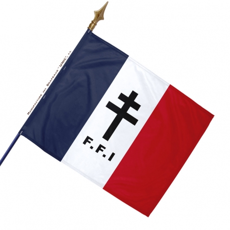 Drapeau France Croix de Lorraine Noire avec FFI