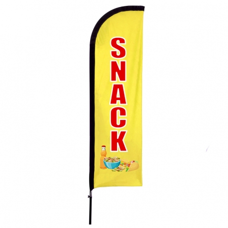 Drapeau Snack jaune - Beach flag voile + mât