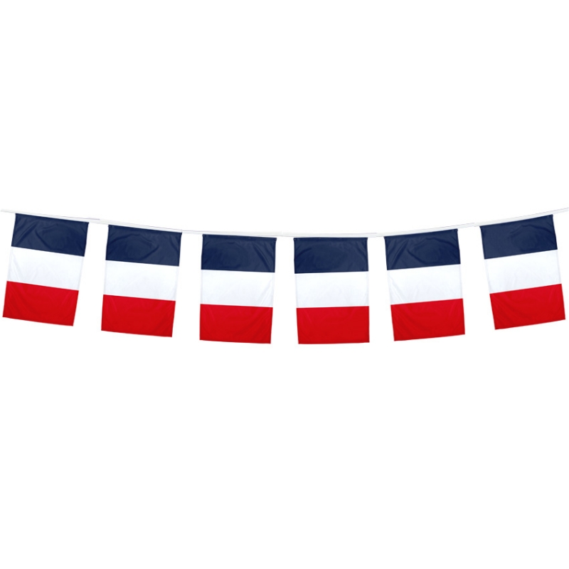 Guirlande De Drapeaux France-USA Alternés - 5.9 M, 15 Drapeaux 15x22 Cm, Polyester Résistant Intérieur/Extérieur