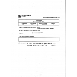 Mandat administratif : RIB - BNB Paribas -IBAN : FR7618020000011982220000007 - BIC : BNPCFR21XXX