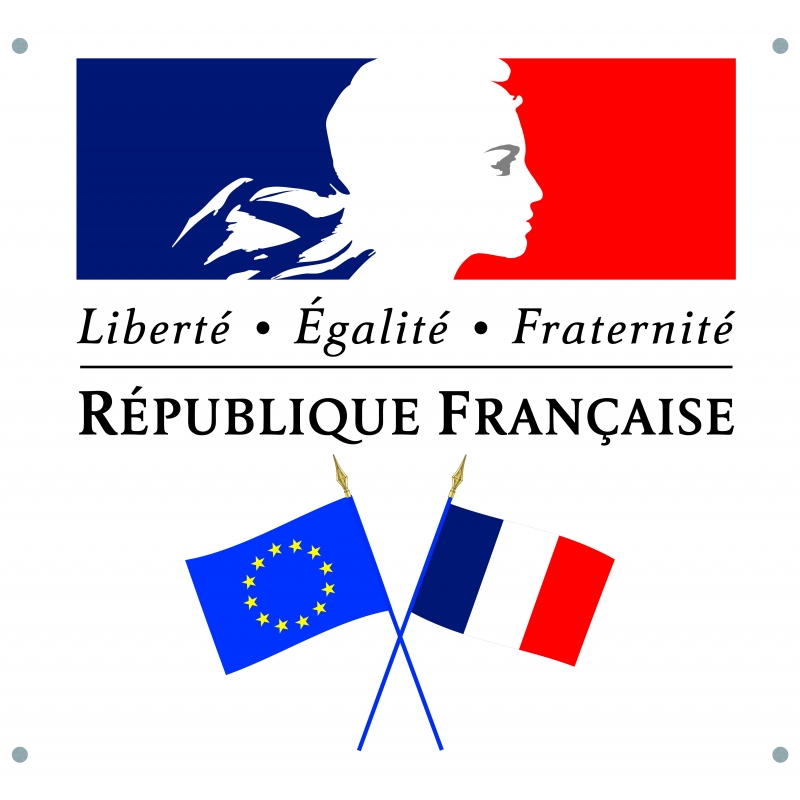 Kit de pavoisement des écoles : fixation en V drapeau France et Europe